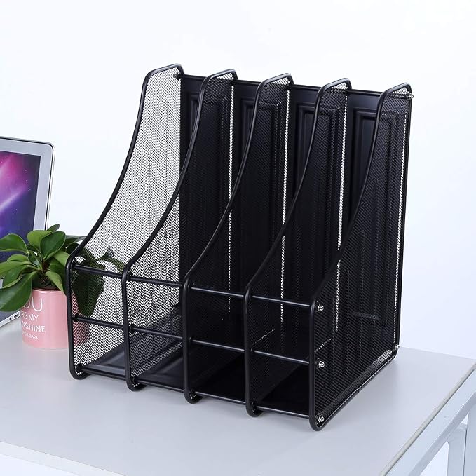 4 Slots Metal Magazine File Holder Book File Sorter Vertical Holder for Office Home School Keep Ddesk Clean. - Image 2