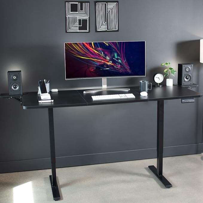 VIVO Clamp-on 6 x 9 inch (11 Including Clamps) Desk Extender, Wrist Support, Armrest Tray, Table Mount for Sit Stand Desks, Black, DESK-EXT09 | Wrist Support, Armrest Tray, Table Mount for Sit Stand Desks - Image 2