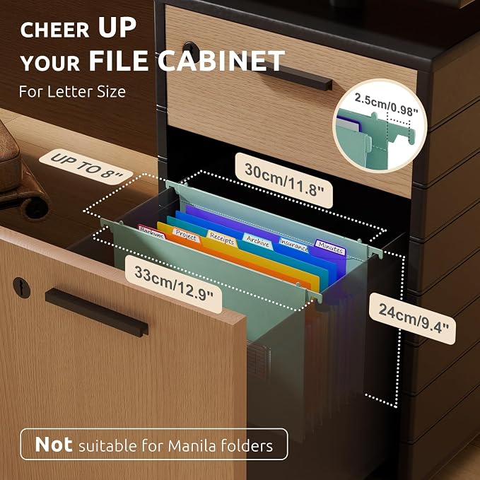 ThinkTex Plastic Expanding Hanging File Folders, 7 * 1.2" Accordion Pockets | Large Capacity, Multi-Color Tabs, Letter Size for Filing Cabinet - 3 Packs 3 Colors - Image 2