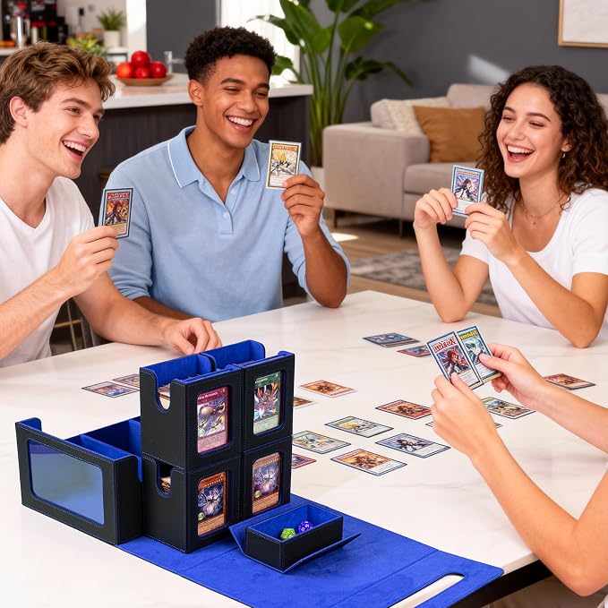 Card Storage Box MTG Deck Box, Trading Card Storage Box, Commander Deck Box, 500+Double-Sleeved Cards,TCG Sports Card Storage, Mtg Commander Deck Box (Black&Blue) - Image 7