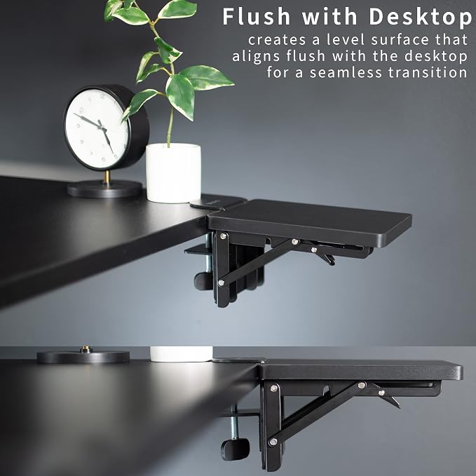 VIVO Clamp-on 6 x 9 inch (11 Including Clamps) Desk Extender, Wrist Support, Armrest Tray, Table Mount for Sit Stand Desks, Black, DESK-EXT09 | Wrist Support, Armrest Tray, Table Mount for Sit Stand Desks - Image 8