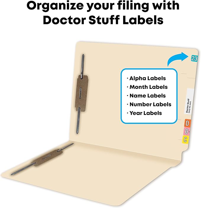 Medical File Folders with 2 Fasteners, Doctor Stuff, Letter Size, Reinforced End Tab Folders with 2” Bonded Fastener on Inside Front and Back, 11 pt Manila Stock, Box of 50 - Image 4