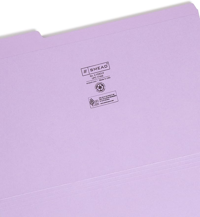 Smead File Folder, Reinforced 1/3-Cut Tab, Legal Size, Lavender, 100 per Box (17434) - Image 3