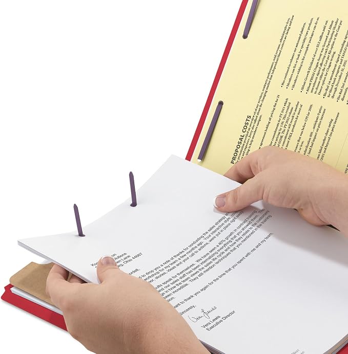 Smead Pressboard Classification File Folder with SafeSHIELD Fasteners, 1 Divider, 2" Expansion, Legal Size, Bright Red, 10 per Box (18731) - Image 4