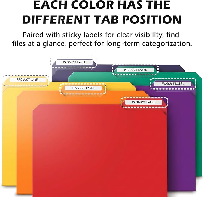 TOTiyea Heavy Duty Plastic File Folders with Tabs 14mil 36 Pack Letter Size | Colored Poly File Folders with Strong Sticky Labels, Expandable Manila, for Hanging File System Office School Organization - Image 5