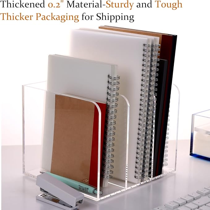 Magazine Holder, Clear Acrylic Magazine Rack, File Organizer for Office Desk, Book Organizer,-One-Piece-3 Vertical spaces,1 pack (B5)…… - Image 5