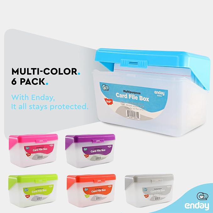 Enday Index Card Box Blue 3x5 Index Card Holder, Index Card Organizer, Flash Card Holder, Holds 250 Cards. - Image 4