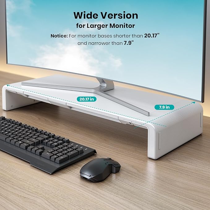Monitor Stand Riser, Klearlook Foldable, Height Adjustable Computer Stand, Desk Shelf Riser with Storage Drawer &Tablet Phone Stand for Desktop, Laptop (White) - Image 2