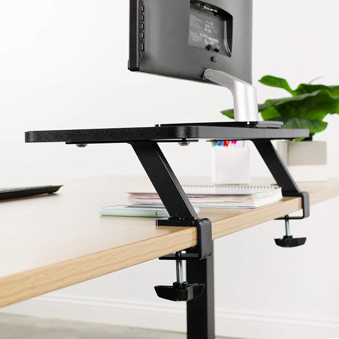 VIVO Black Clamp-on Small 26 inch Ergonomic Desk Shelf, Single Computer Monitor Stand Riser - Desk Organizer Holds 1 Screen or Laptop STAND-SHELF24B - Image 7