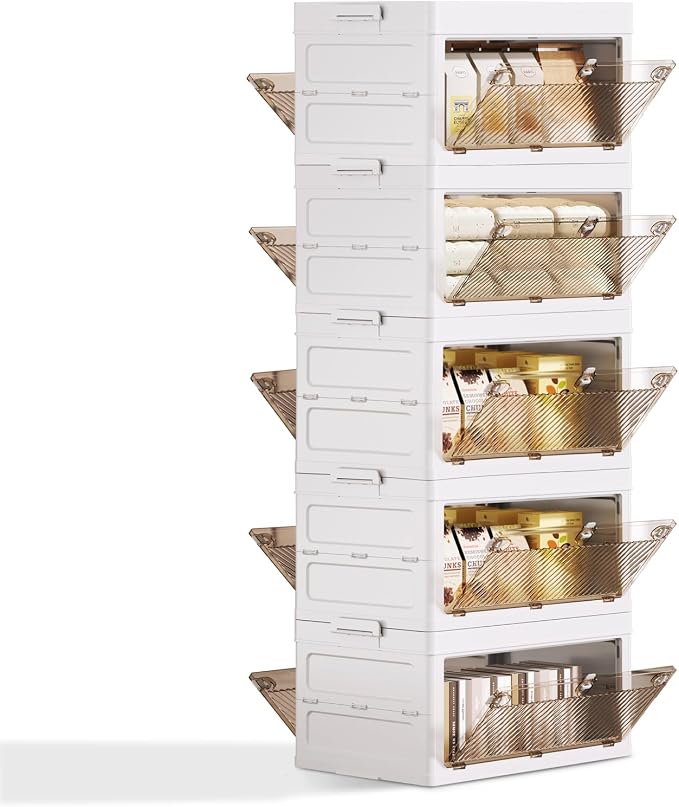 QudraKast 5-Tier Stackable Plastic Storage Bins - 23QT Stackable Storage Bins - Closet Organization and Storage, Suitable for Bedroom, Organization and Storage Boxes for Study, Toy Room, Office by QudraKast