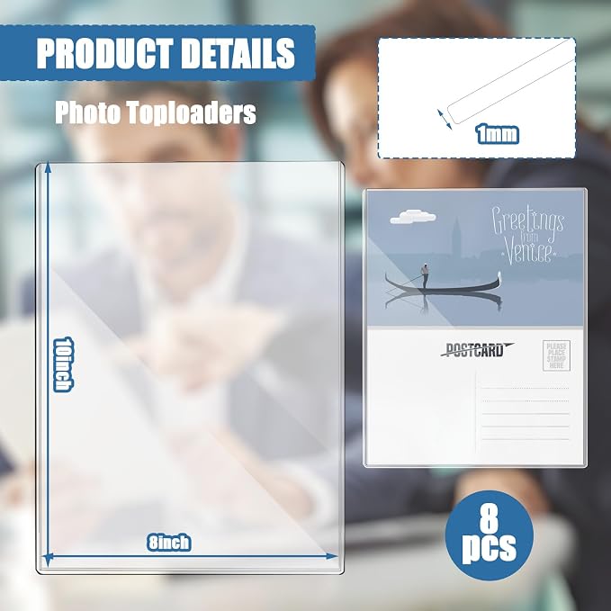 8Pcs 8" x 10" Photo Toploaders Clear Sheet Protectors Rigid Print Protectors Hard Plastic Paper Page Top Loaders Magazine Protector for Collectors Document Holder - Image 3