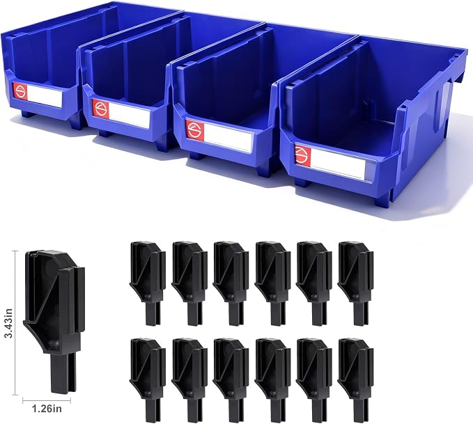 4Pack Storage Organizer Boxes,Desk Drawer Organizer, Stackable Storage Bins for Store Tools,Office Supplies,Workshop,Containers Garage(14.84" x 8.39"x 7.01"),Blue - Image 4