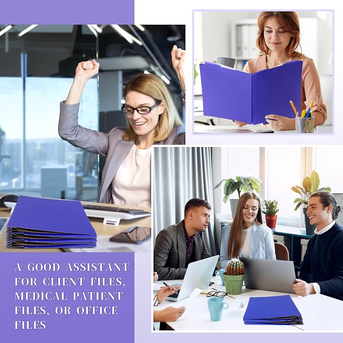 Skyygemm 24 Pack Classification Folders, Letter Size,3 Dividers,Purple | Pressboard File Folders, 2 Prong Fasteners, 3" Expanding, Manila, End Tab, for Office School Legal Records Medical - Image 6