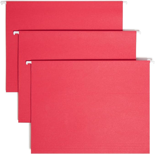 Smead Standard Hanging File Folders, 25 Count, Red, 1/5-Cut Adjustable Tabs, Letter Size (64067) by SMEAD