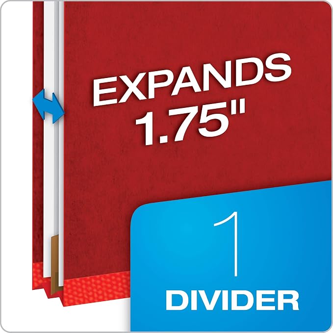 Pendaflex® Classification Folders, Standard, 1 Divider, Embedded Fasteners, 2/5 Cut Tab, Bright Red, Letter, 10/BX (23731) (Pack of 2) - Image 2