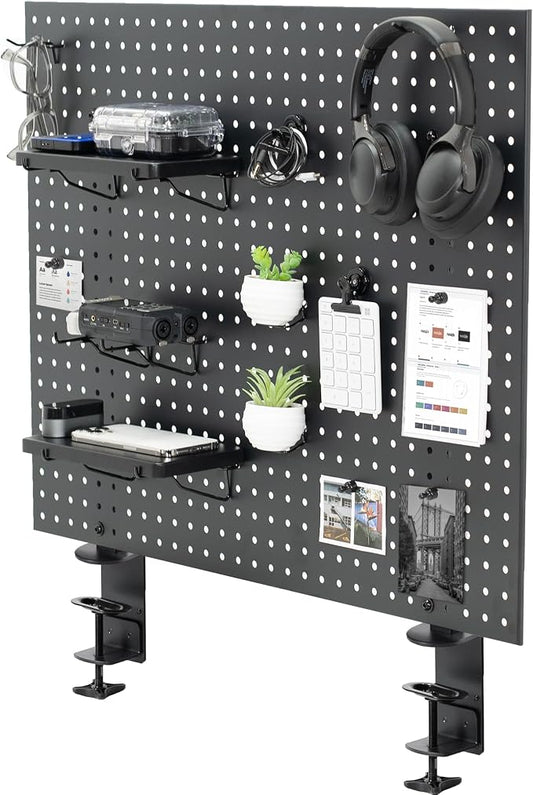 VIVO Black Clamp-on 30 x 24 inch Desk Pegboard, PP-DK30B-1 | Steel Privacy Panel, Magnetic Peg Board, Office Accessory Organizer, Above or Under Desk Placement by Unknown