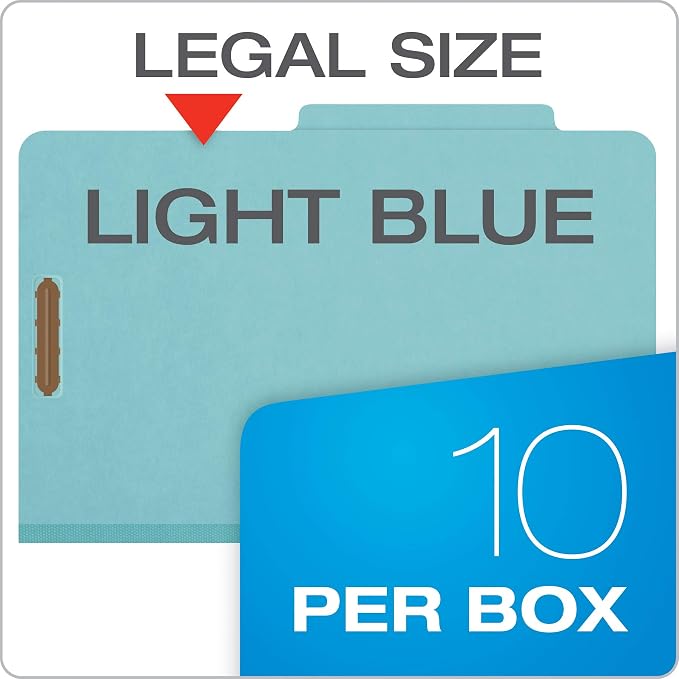 Pendaflex Classification Folders, Standard, 3 Dividers, Embedded Fasteners, 2/5 Cut Tab, Blue, Legal Size, 10/BX (29094) - Image 7