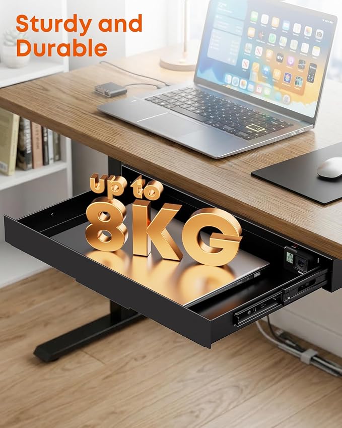 PUTORSEN Under Desk Storage Drawer 14.8" Wide - Smooth Slide Out Organizer for Standing Desk & Home Office, Max Load 17.6 lbs, Quiet Glide, Black - Image 4