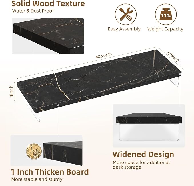 Dual Monitor Stand Riser, 40x10 in Wood & Acrylic Desktop Organizer Shelf | Computer Monitor Stand Riser With Wood & Acrylic Design; Fits 2 Monitors, Laptop, Printer And Desk Supplies For Office Use. - Image 3