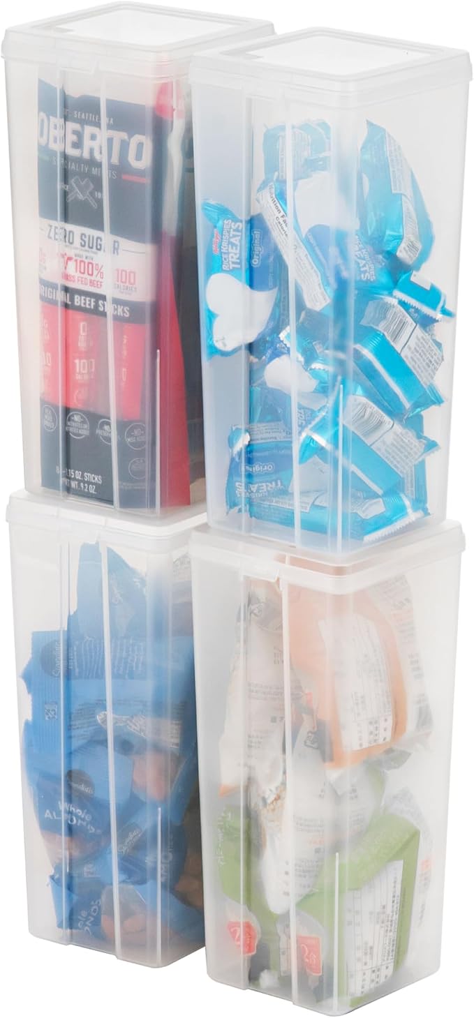 IRIS USA Flip Top Storage Containers |Made in USA| Large (4-Pack) - Clear | Vertical Bins with Removable Lids for Organizing Office, Craft, Pantry, Art, Ephemera & Study Supplies by IRISUSA