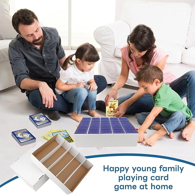 4 Pack Card Storage Box, 3700 Count Trading Card Storage Box White Sports Storage Cards Box Organizer Sorting Tray Cases Box for Storing Protecting and Organizing Soccer Cards - Image 6