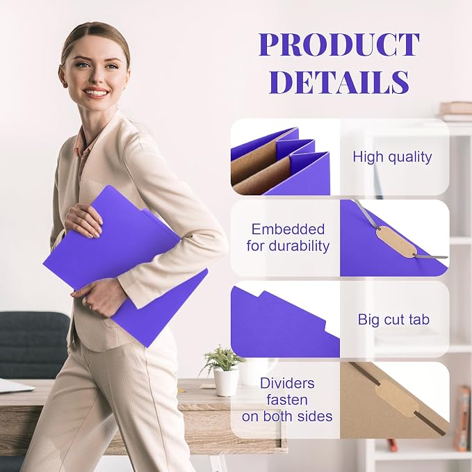 36 Pcs Skyygemm Classification Folder Letter Size, 2 Pocket File,Purple | Back to School Supplies, File Organizer with Fastener, Expanding File Organizer Bulk for Office Employee, Staff, Teacher - Image 4