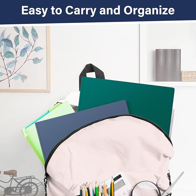 12-Pack Plastic Folders with Pockets and Prongs,2-Pocket Folders with 3 Fasteners, Poly Folders Holds 8-1/2" x 11" Paper for School/Office/Home, Blue - Image 5