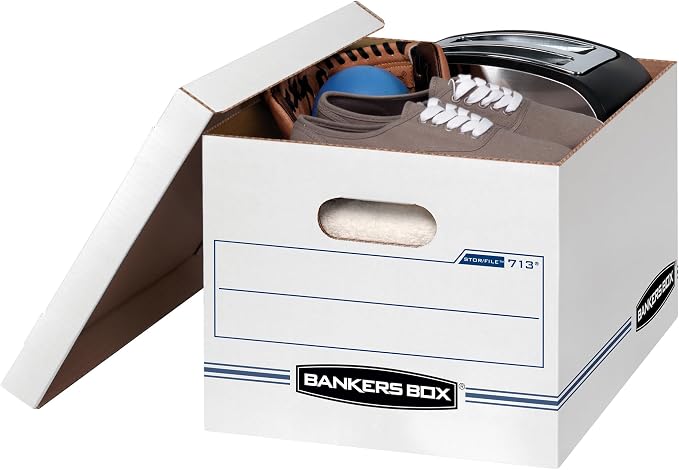Bankers Box 20-Pack Basic-Duty File Storage Box with Lid, Letter/Legal | Tame everyday paperwork with affordable file boxes, lift-off lids, and reinforced handles for simple record storage. - Image 3