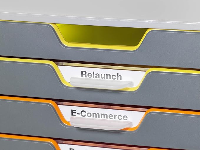 Durable Varicolor 10 Drawer Unit - Gray Desktop Drawer Set with 10 Color Coded Draws - Letter to Folio Size Files - Perfect for Storing Documents and Paper Work - Image 6