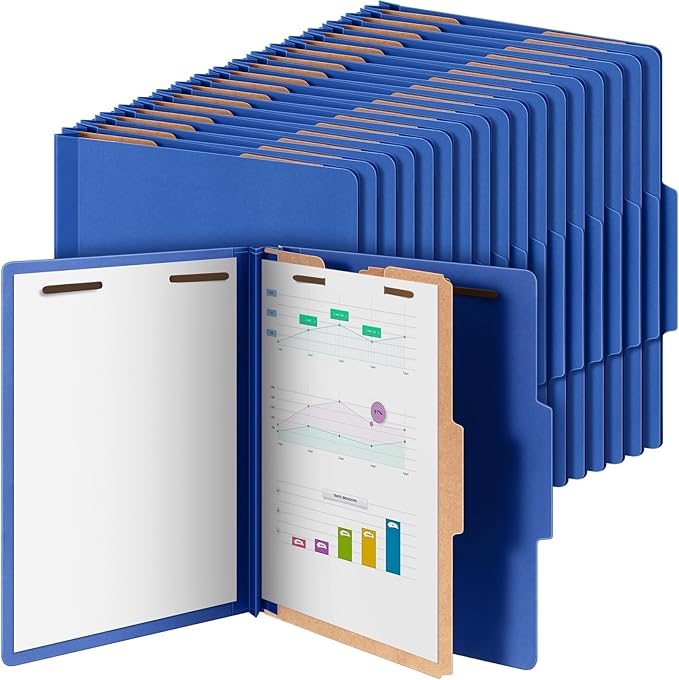 48 Pcs Skyygemm Classification Folder Letter Size, 1 Divider,Dark Blue | Back to School Supplies, File Organizer with Fastener, Expanding File Organizer Bulk for Office Employee, Staff, Teacher by Skyygemm