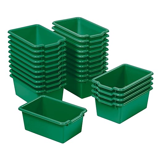 ECR4Kids Scoop Front Storage Bins, Multipurpose Organization, Green, 25-Piece by ECR4Kids