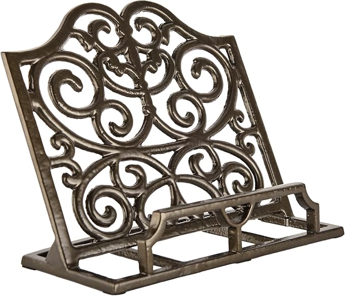 JOGREFUL Cast Iron Cookbook Stand, Kitchen Recipe Holder Classic Latte Gold | Heavy-Duty Book Vintage Holder, Reading Rest Holder for Easel/Counter/Books/Magazine/iPad/Bible by JOGREFUL