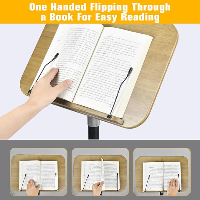 Book Stand for Reading, 4-in-1 Music Stand for Sheet Mmusic, Book Holders for Reading Hands Free, Projector Stand with 180° Rotation Height Adjustable Book Holder Stand for Cookbooks, Laptop - Image 8