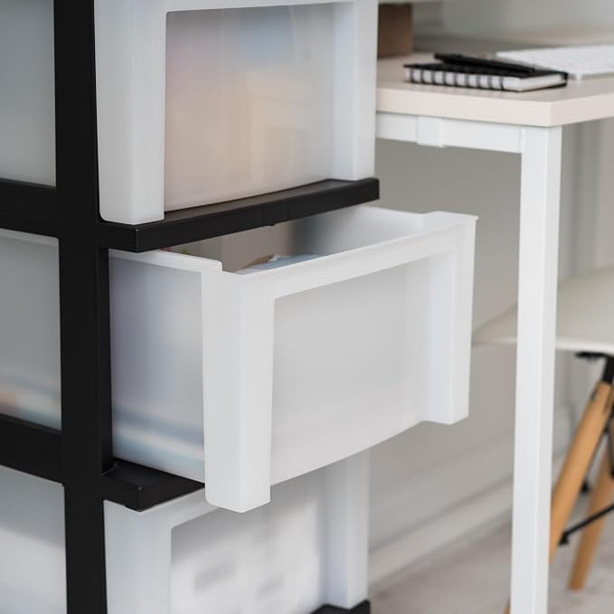 4-Drawer Narrow Plastic Storage Cart, with A Top Storage Compartment, Multi-functional Mobile Storage Cabinet, Suitable for Offices, Dormitories, and Craft Rooms. (Black) - Image 5