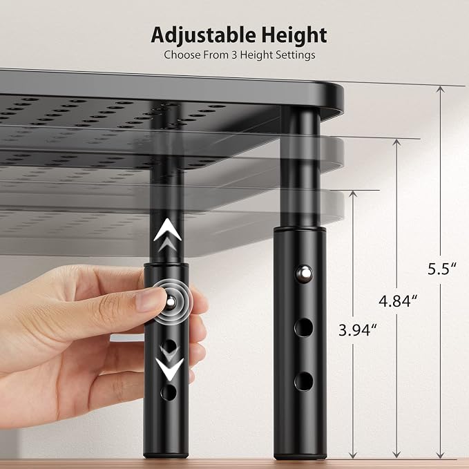 Monitor Stand, Monitor Riser 3 Height Adjustable, Laptop Stand Desk With Metal Vented Platform, Computer Stand for Printer, Laptop, PC Tower, Laptop Stand for Office & Home - Image 2