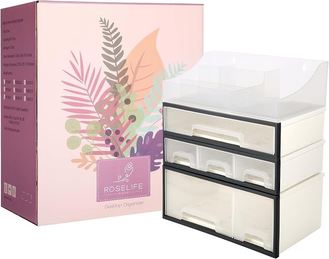 Makeup Organizer, Cosmetic & Medicine Storage Box, 4-Piece 6-Drawer & 5-Slot Transparent Desktop Stationery & Kitchen Spices Organizer - Image 5