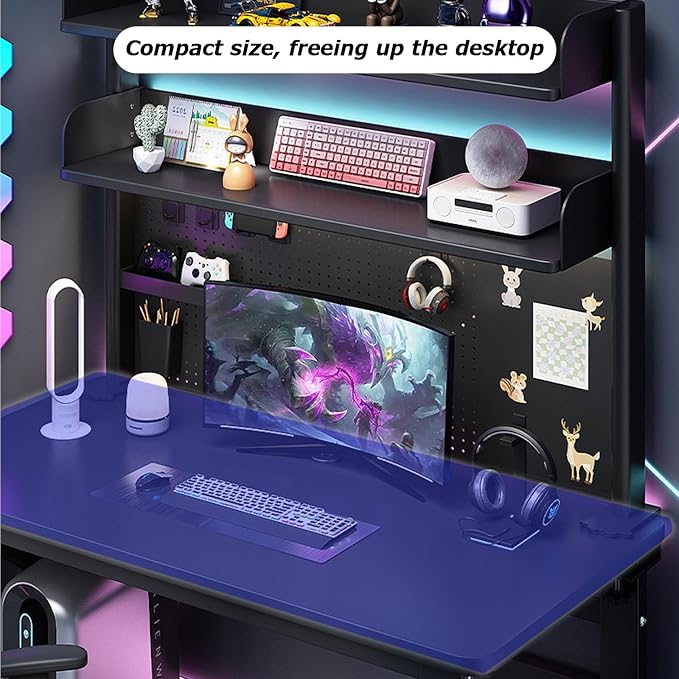 Clamp On Desk Organizer Shelf, BLACK Desk Extender Pegboard Workstation,Computer Desk Accessories for Office, Privacy Panel for Gaming Desk,23.6/31.4/39.3in Desktop Shelving System (100cm/39.3in) - Image 6