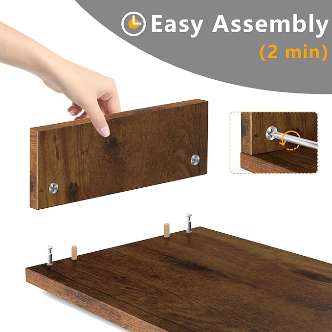 TAVR Dual Monitor Stand Riser, Wooden Computer Monitor Stand for 2 Monitors | Extra Long Multifunctional Desktop Organizer Riser for TV, PC Monitor, Laptop, Printer, Max 43.3" Length, Rustic Brown - Image 7