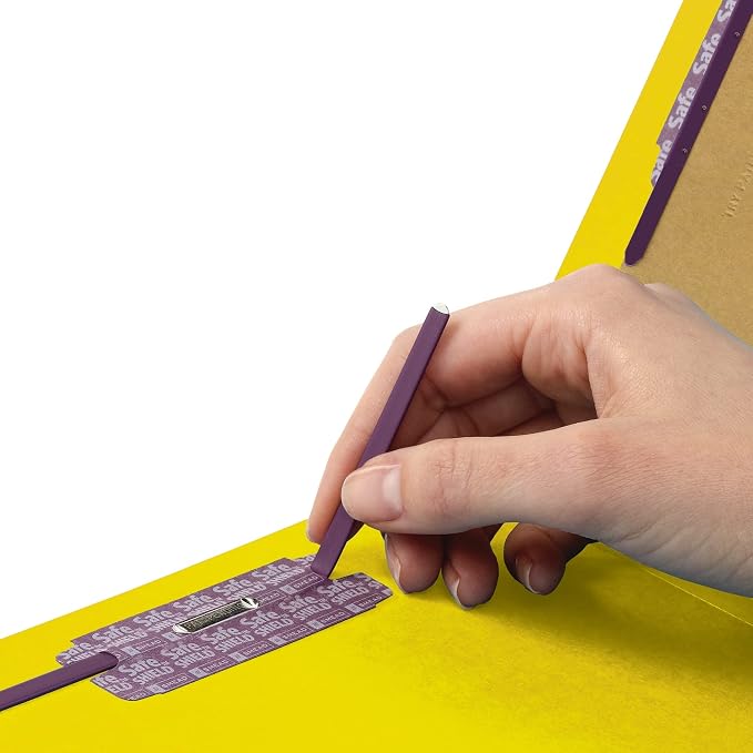 Smead Pressboard Classification File Folder with SafeSHIELD Fasteners, 2 Dividers, 2" Expansion, Letter Size, Yellow, 10 per Box (14034) - Image 5