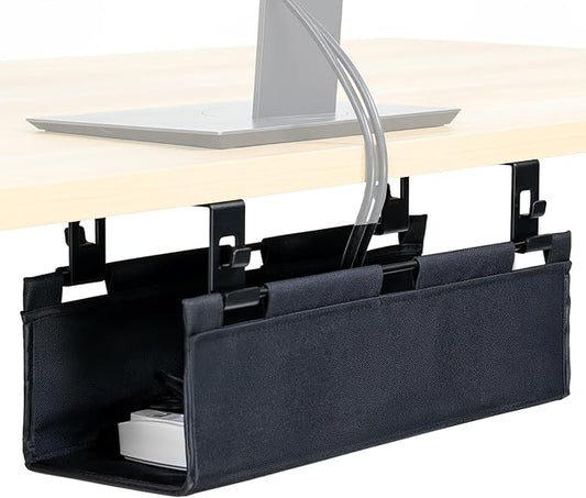 VIVO Screw-on Under Desk 16 inch Fabric Cable Management Tray, Wire Concealer, Power Strip Storage, Workspace Organization, Easy Fold Down Access, Black, DESK-AC16F-S by Unknown