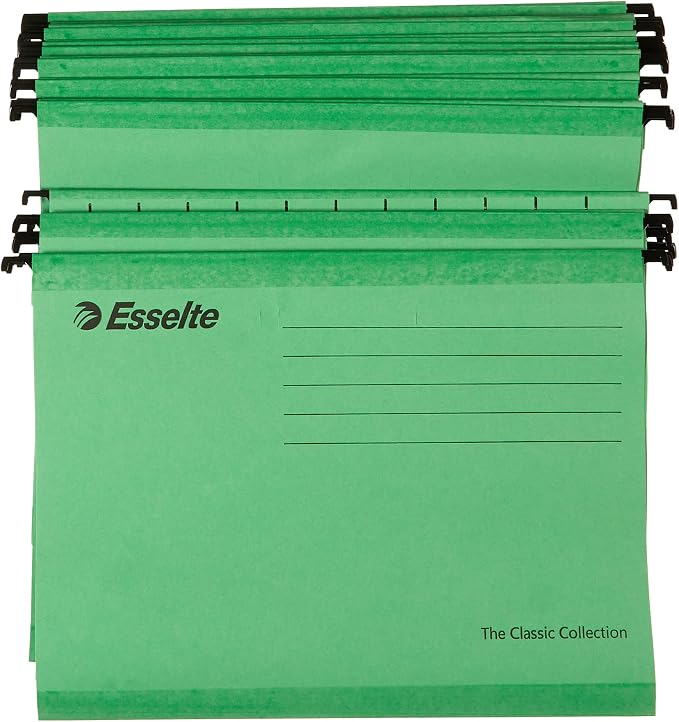 Esselte Classic Reinforced Suspension File, A4, Pack of 25, Tabs Included, Green, 90318 by Unknown