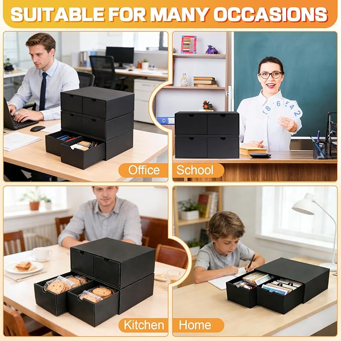 6 Packs Index Cards Box,3x5 Index Card Holder with Lid,2-Compartment Black Index Card Storage Organizer for 3'x5' Note Cards, Recipe Cards, Flashcards Office Organization - Image 8