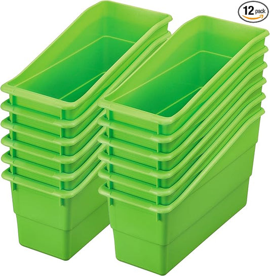 Really Good Stuff Durable Book & Binder Holders, 12-Pack, Green Neon | 5.5" x 12.5" x 7.5", Classroom Organization, Storage Solution, Sturdy & Versatile by ReallyGoodStuff