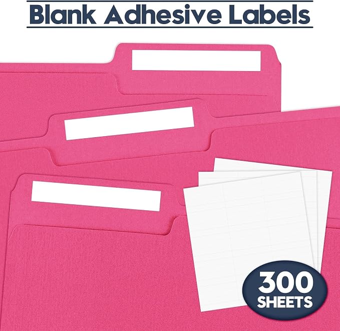 File Folders,Colored File Folders Letter Size,8.5" x 11",150 Pack 1/3 Cut Tab Durable Paper Bulk Folders with Blank Labels,File Folders for Office Business Home School Use,Magenta - Image 5