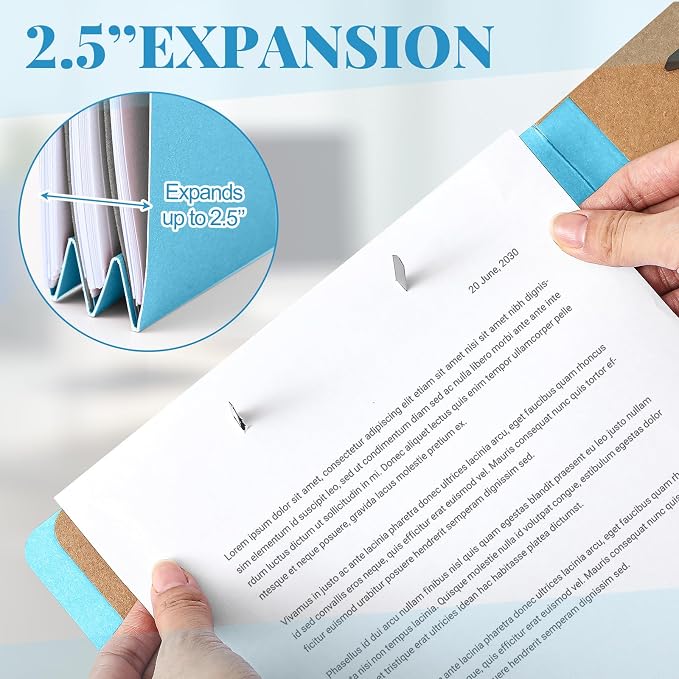 AmazingSpark 24 Pcs Legal Size Classification Folders 2 Divider, Bulk Pressboard File Folder with Expansion 2 Prongs Fastener Heavy Duty Office File Organizer for School Hospitals Home(Light Blue) - Image 5
