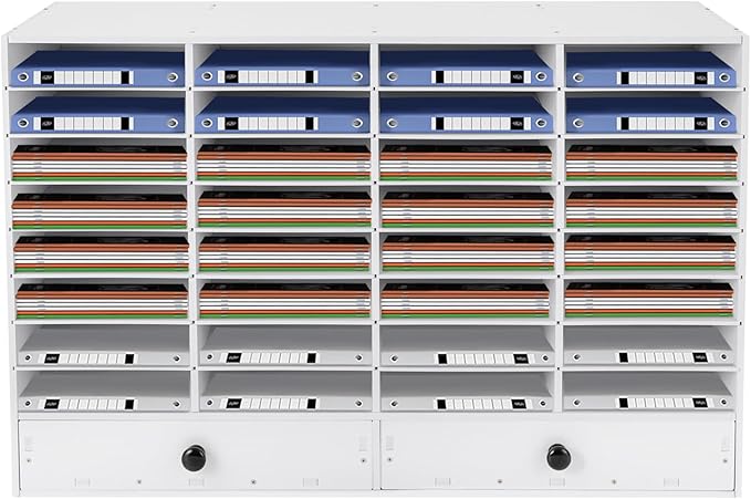 Mail Sorter Organizer, White Student Mailbox for Classroom, Desktop File Sorter, Literature Organizer, Paper Organizer for Home School Office (White 32 Compartment with 2 Drawers) - Image 6