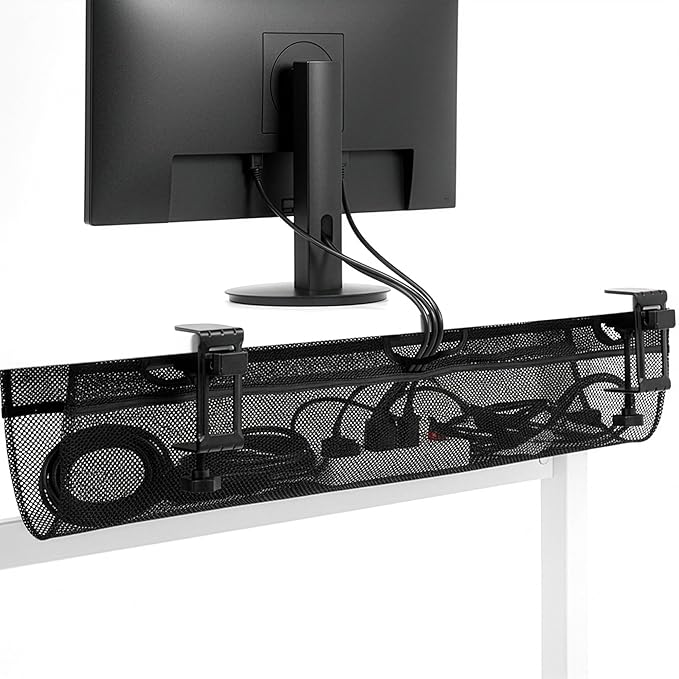 VIVO No Drill Clamp-on 36 inch Mesh Net Under Desk Cable Management Wire Organizer, Adjustable Home Office Standing Desk Cord Storage Sleeve, Black, DESK-AC36MH by Unknown
