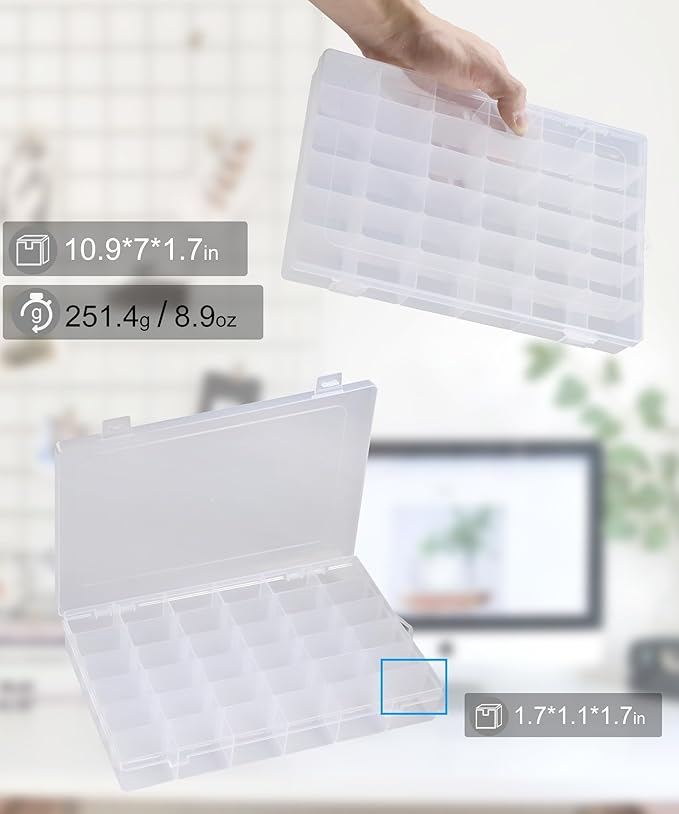 12 Pack 36 Grids Bead Organizers Plastic Organizer Box with Dividers 3600 Tackle Boxes Organizer Clear Box Organizers Compartment Storage Container - Image 3