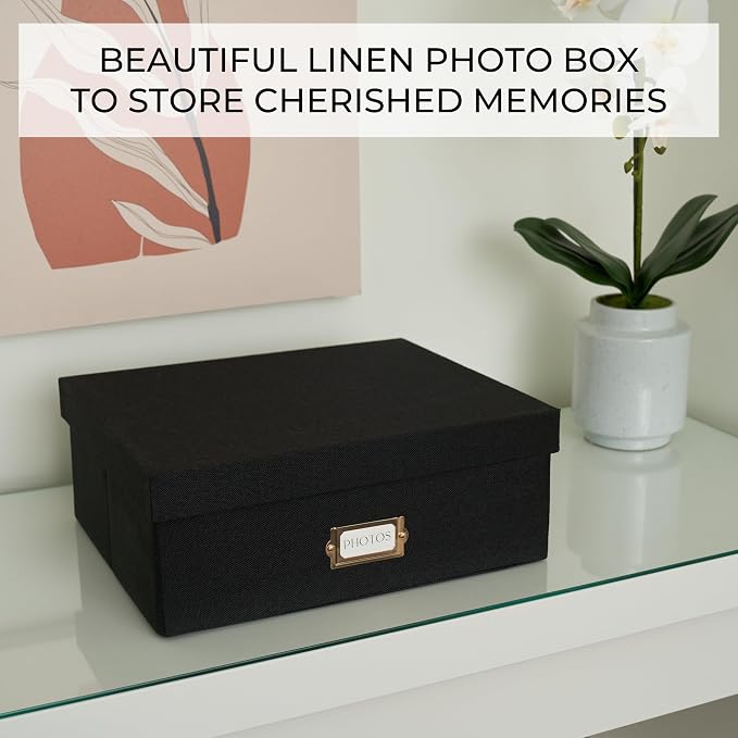 ZICOTO Decorative Photo Storage Box - Sturdy Linen Photo Organizer with Dividers is Perfect to Store Up to 1700 Pictures and 4x6 Photos - Portable Scrapbook Storage Containers with Lid - Image 7