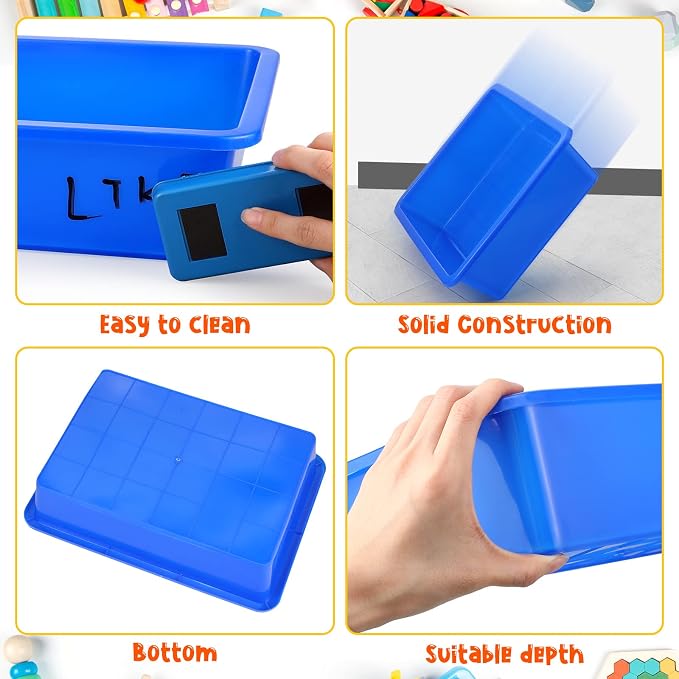 36 Pcs Flat Storage Organizer Bins Letter Size Paper Tray Classroom Storage Plastic Art Trays Classroom Pencil Organizer Baskets for School Office Teacher Book Organization(Colorful) - Image 2